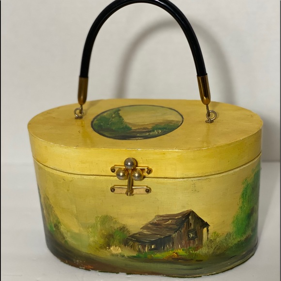 Handbags - Vintage Hand Painted Wood Box Purse